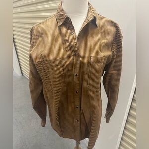 Vintage Levi's Brown Checkered Pearl Snap Button Shirt Country Western